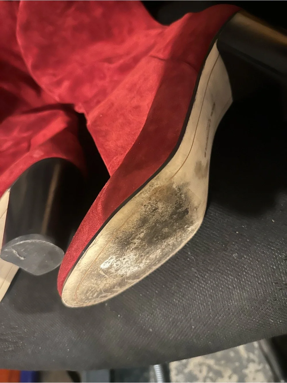 Karl Lagerfeld Red Suede Over-the-Knee Block Heel Boots